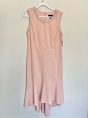 connected apparel Blush Pink Sleeveless High-Low Dress with Beaded Neckline